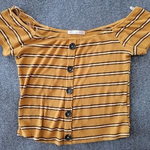 Mustard off shoulder crop top